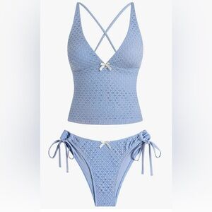 ZAFUL Women's Tankini Set V Neck Tummy Control Floral Printed Tie Side Thong